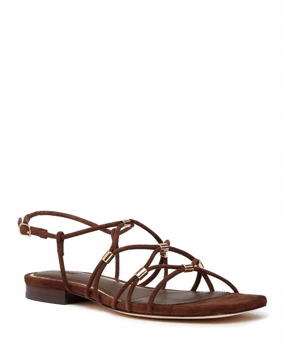 NEW PAIGE women's aurora strappy hardware sandals in chocolate